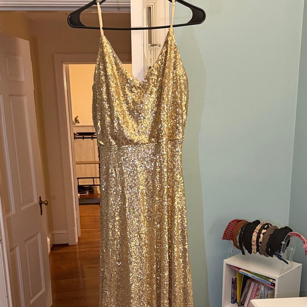 Revelry Gold Sequin Evening Dress